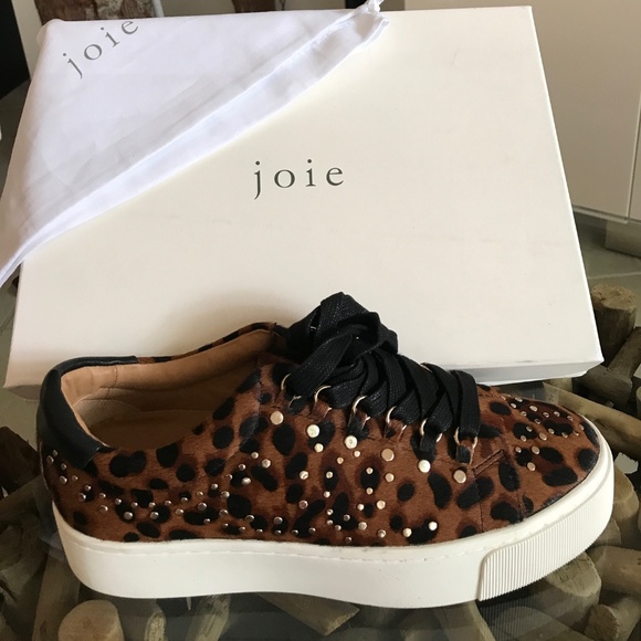 Joie Shoes - JOIE Handan Leopard Hair Leather Platform Sneakers